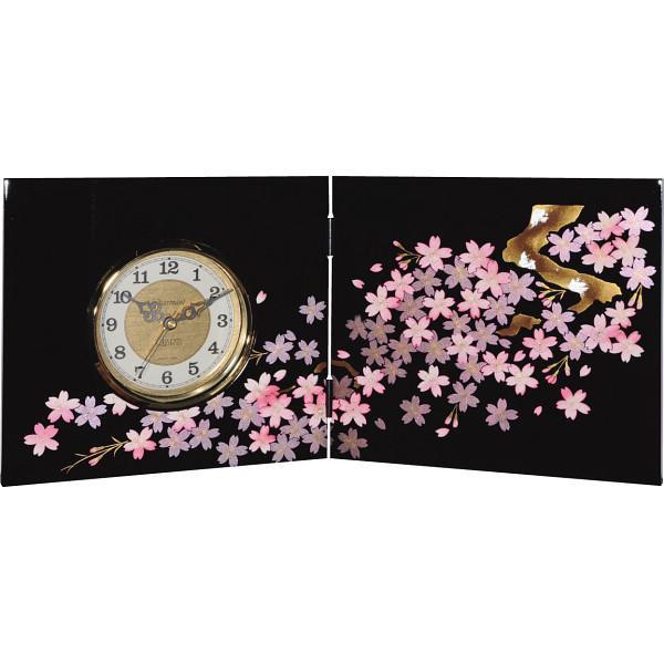 紀州塗 雅桜 屏風時計