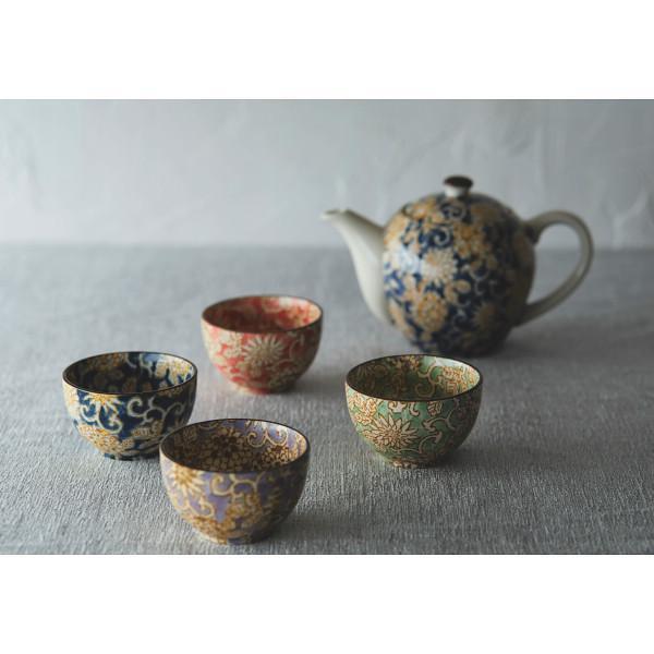 華唐草 茶器揃 急須 湯呑 セット 来客用 陶器 店舗 カフェ レストラン 高級感 カラフル