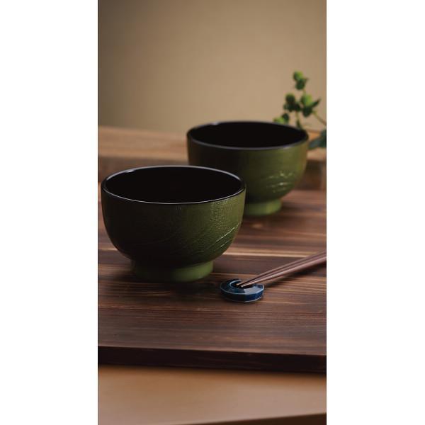 杢目塗 どんぶり椀3客揃(箸付) 抹茶杢