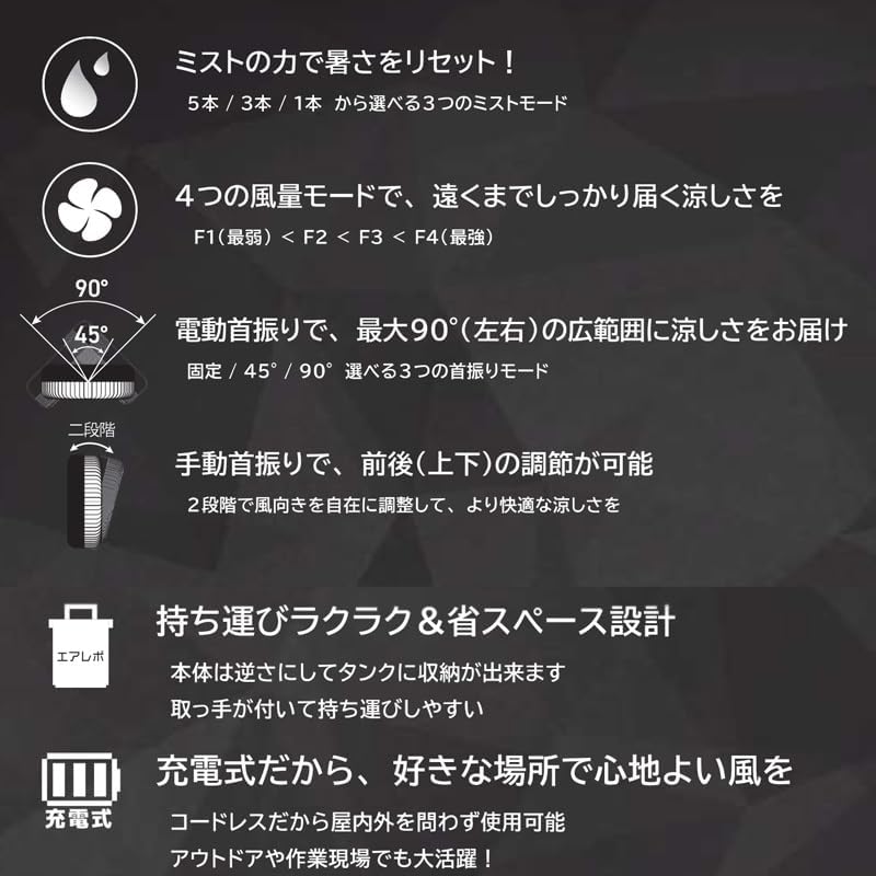 ミストファン AIR REVOLITION 充電式