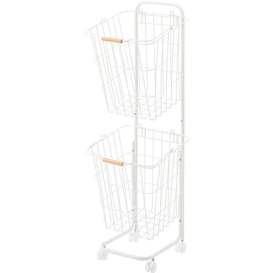 【送料無料】バスケットワゴン ホワイト 白
