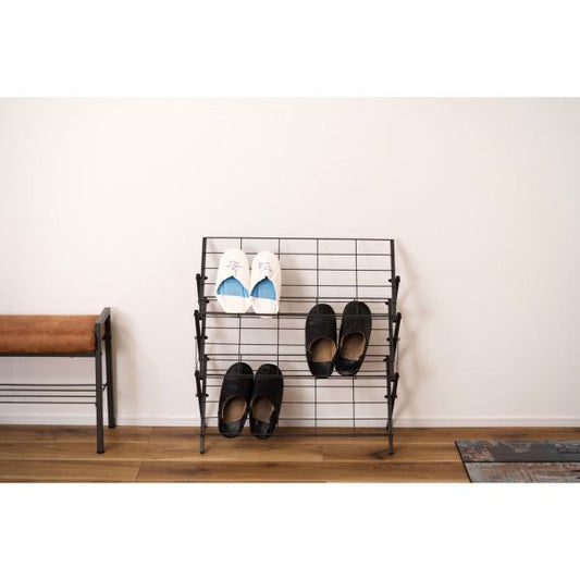【送料無料】フォールディングシューズラック ダークグレー