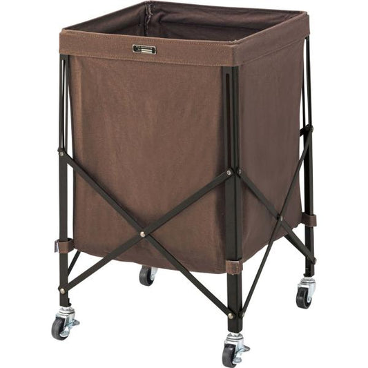 【送料無料】フォールディングバスケットワゴン ブラウン