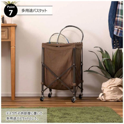 【送料無料】フォールディングバスケットワゴン グレー