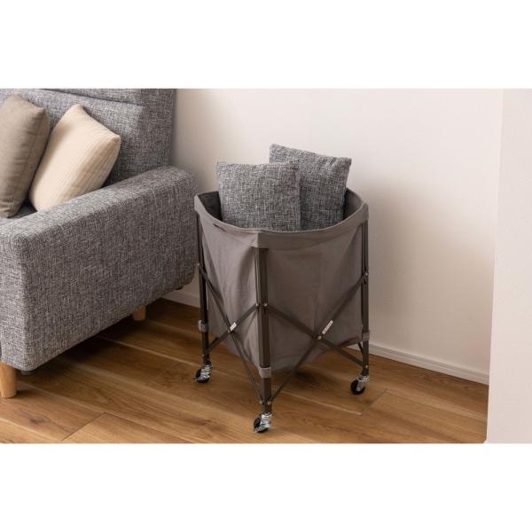 【送料無料】フォールディングバスケットワゴン グレー