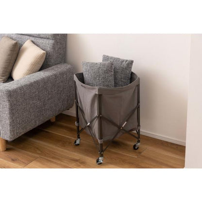 【送料無料】フォールディングバスケットワゴン グレー