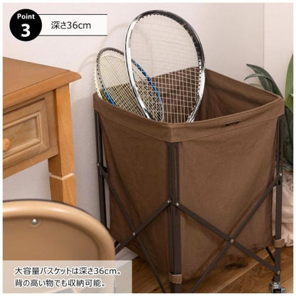 【送料無料】フォールディングバスケットワゴン グレー