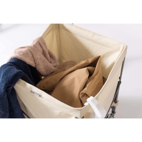 【送料無料】フォールディングバスケットワゴン アイボリー