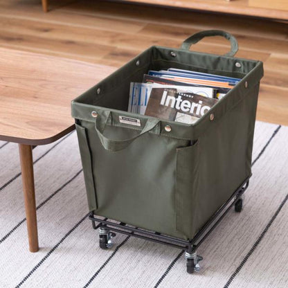 【送料無料】バスケットワゴン グリーン 緑