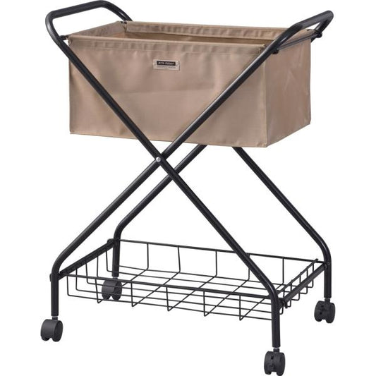 【送料無料】フォールディング バスケットワゴン ベージュ
