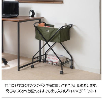 【送料無料】フォールディング バスケットワゴン ブラック 黒