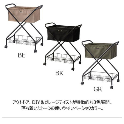 【送料無料】フォールディング バスケットワゴン ブラック 黒