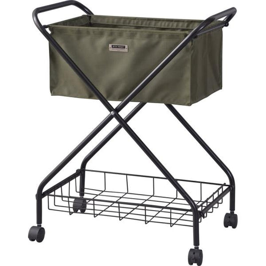 【送料無料】フォールディング バスケットワゴン グリーン 緑