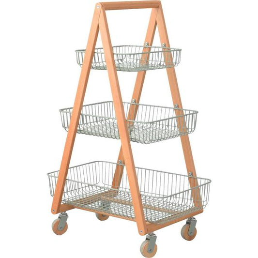 【送料無料】バスケットワゴン グリーン 緑