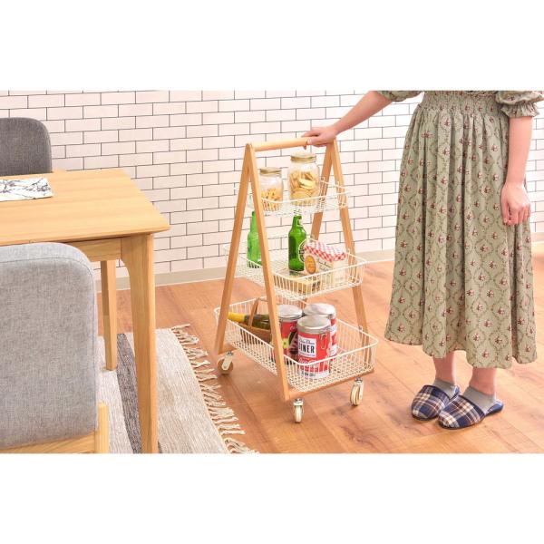 【送料無料】バスケットワゴン ホワイト 白