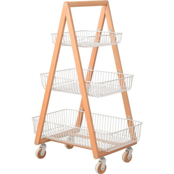 【送料無料】バスケットワゴン ホワイト 白