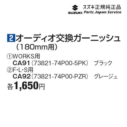 【小型便】HA36S(3型), HA36V(2型）系アルト 2オーディオ交換ガーニッシュ(180mm用) ALTO SUZUKI