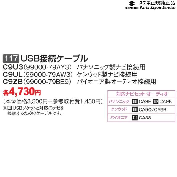 DA16T系キャリイ 117 USB接続ケーブル CARRY SUZUKI