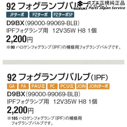 DA17V系エブリイ 92 フォグランプバルブ(IPF) D9BX 99000-99069-BLB EVERY SUZUKI