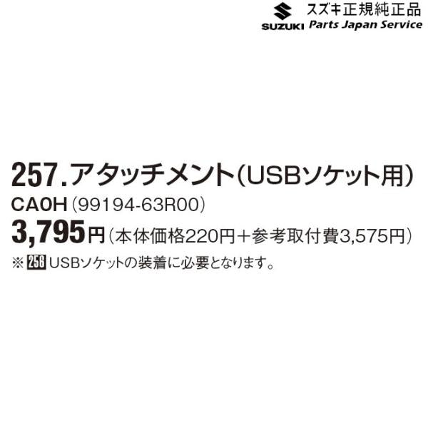 【小型便】MH55S系ワゴンR 257.アタッチメント(USBソケット用)CA0H( 99194-63R00 WAGONR SUZUKI