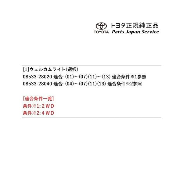 80系ノア ウェルカムライト(運転席・助手席側) トヨタ ZWR80W ZWR80G ZRR80W ZRR85W ZRR80G ZRR85G 80NOAH TOYOTA