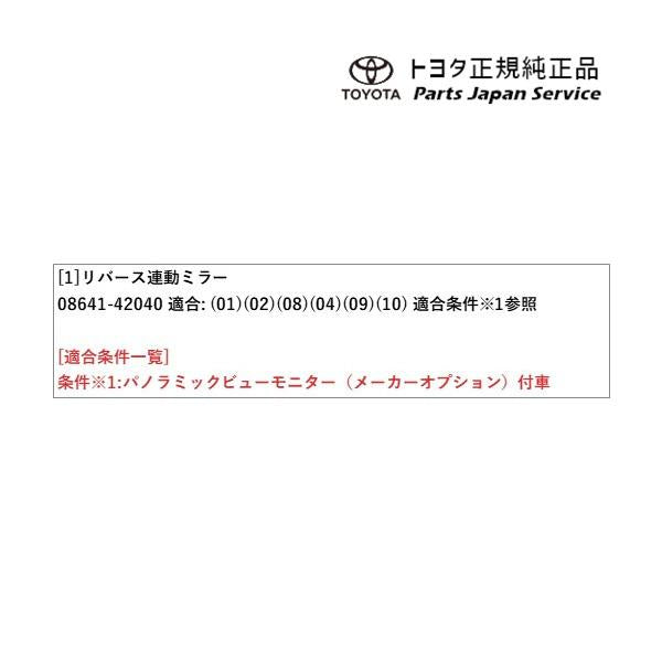 50系ラブフォー リバース連動ミラー(パノラミックビューモニター付車用) トヨタ MXAA54 MXAA52 AXAH54 AXAH52 50rav4 TOYOTA