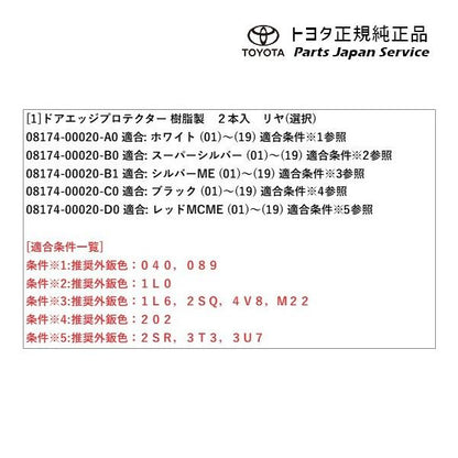 10系ヤリス ドアエッジプロテクター(樹脂製)(リヤ) トヨタ MXPA10 MXPA15 MXPH14 MXPH17 KSP210 10YARIS TOYOTA