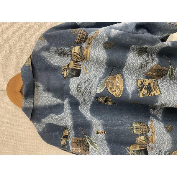 アロハシャツ　茶道具と青海波 Lサイズ メンズ