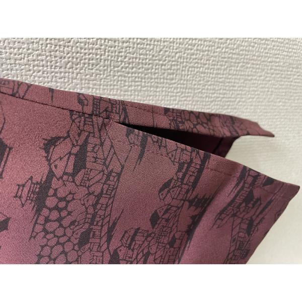 アロハシャツ　エンジ建物風景柄 Lサイズ メンズ