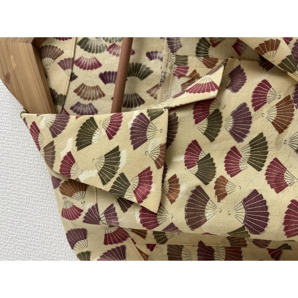 アロハシャツ　扇子柄クリーム色 Lサイズ メンズ