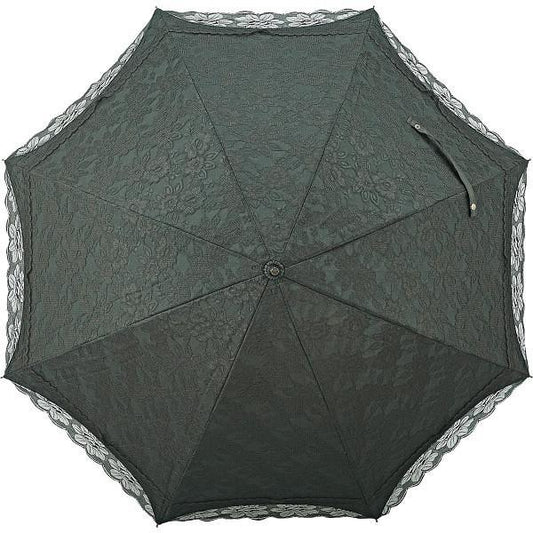 チェルベ　晴雨兼用総レース二重張長傘 ブラック