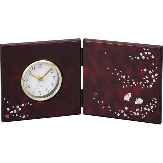 美佳　桜うさぎ　屏風時計
