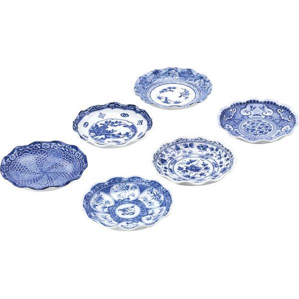 美濃焼　絵変り波型小皿６枚揃 取り皿 食器 6枚 オシャレ 可愛い 柄 お皿 プレゼント 贈り物