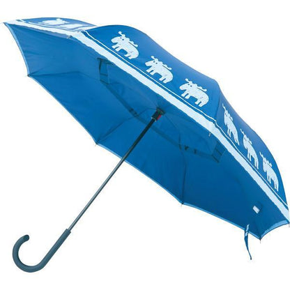 逆さに開く２重傘　サーカス×モズ（専用傘袋付） インディゴ