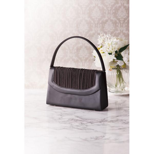 ヘリンボーン調プリーツ合皮フォーマルバッグ
