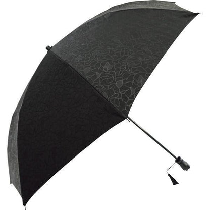 日本の職人手作り　ちりめん織　晴雨兼用軽量折日傘 ブラック