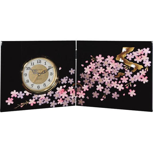 紀州塗　雅桜　屏風時計