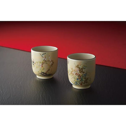 清水焼　抱一・四季花鳥図　組湯呑
