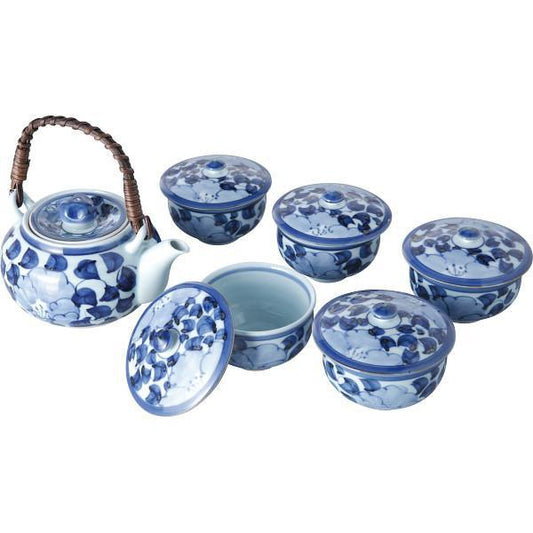 波佐見焼　林千作　花唐草絵　番茶器揃