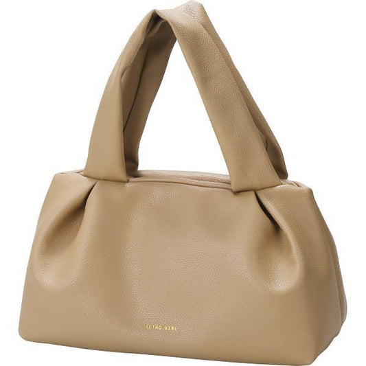 レトロガール　タックデザインミニトートバッグ ベージュ