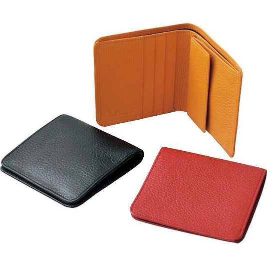 良品工房　日本製牛革二つ折財布 キャメル