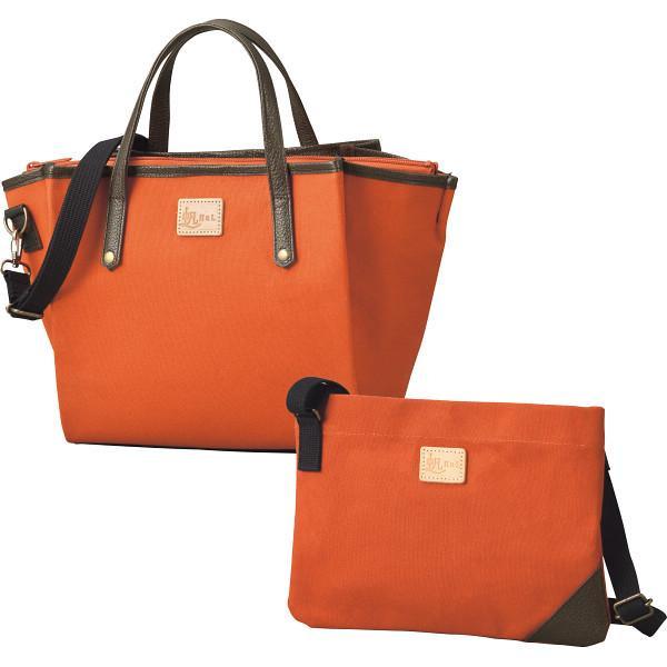 ＨａＬ　倉敷産帆布×姫路レザー　プリーツショルダーバッグ＆サコッシュ テラコッタ