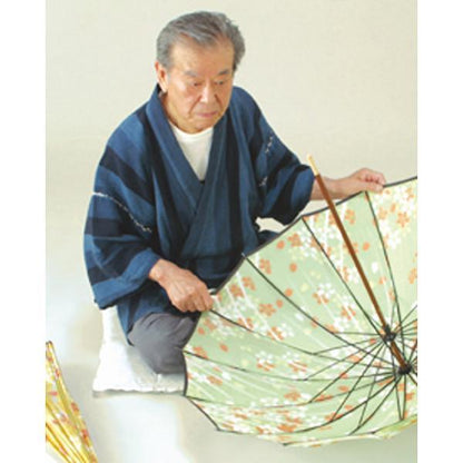 匠　有村　和風１６本骨晴雨兼用傘 萌黄（モエギ）