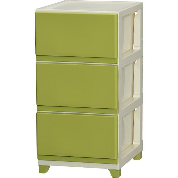 デコニーチェスト３段 アイボリーグリーン