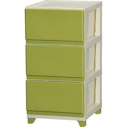 デコニーチェスト３段 アイボリーグリーン