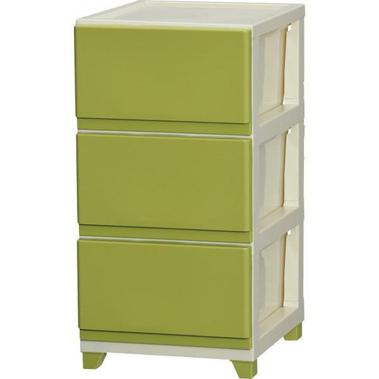 デコニーチェスト３段 アイボリーグリーン