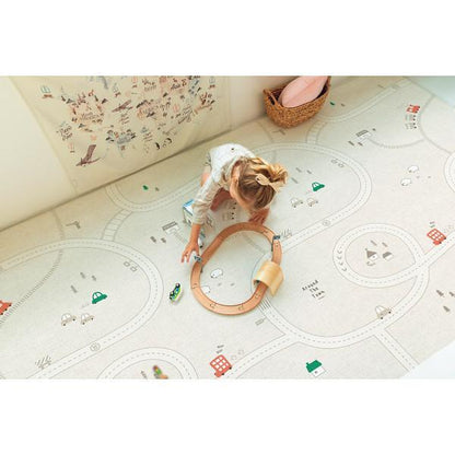 ＰＡＲＫＬＯＮ　やわらかクッションマットＭ Ａｒｏｕｎｄ　ｔｏｗｎ 正規品 リバーシブル プレイマット 防水 ベビー 赤ちゃん 抗菌 防臭 ナチュラル ベージュ
