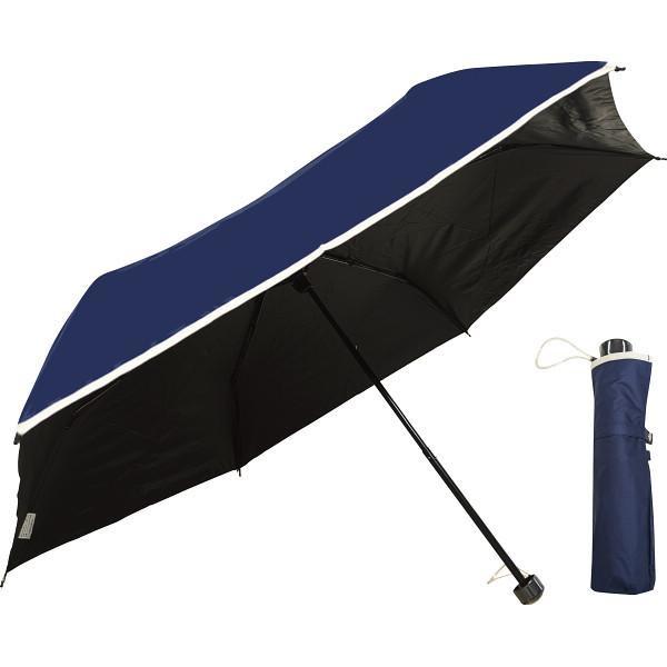 裏黒コーティング　裾パイピング５５ｃｍ晴雨兼用傘 ネイビー