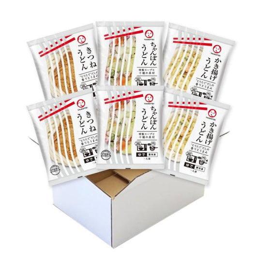 太鼓亭 冷凍きつねうどん かき揚げうどん ちゃんぽんうどん 各２食　(６食セット)